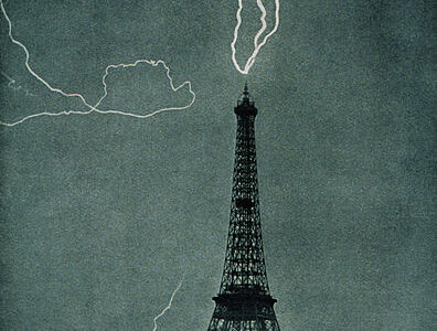 Lightning striking the Eiffel Tower